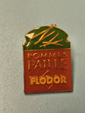 Pin's vintage Flodor Pommes Paille publicitaire ancien rouge vert collection