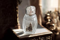 Bouteille religieuse Lourdes verre soufflé, bouchon rose argentée, vintage déco