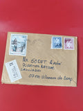 Enveloppe affranchie Monaco timbres illustrés, recommandée, cachet visible