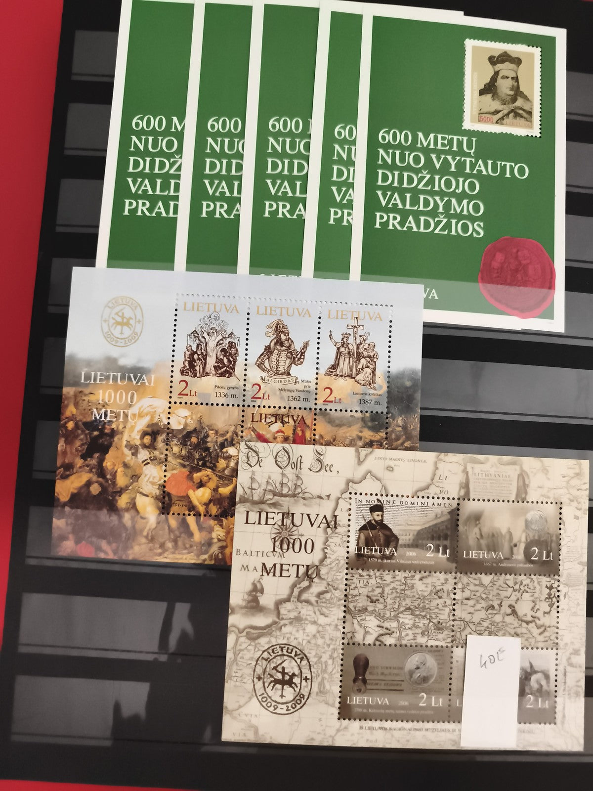 Bloc de timbres Lituanie 600 ans Vytautas + 1000 ans LIETUVA, lot philatélie thé