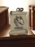 Pendentif vintage zodiaque Verseau, médaillon ancien motif amphore, métal argent