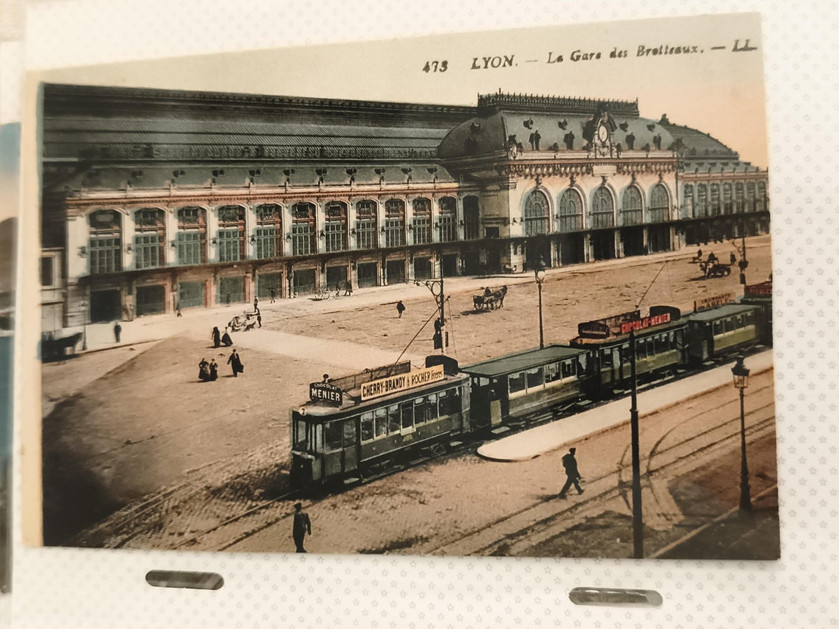 Carte postale ancienne Lyon Brotteaux tramway LL CPA couleur vintage