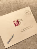 Lettre imprimés Maroc 1954 timbre violet oblitéré cachet Casablanca philatélie