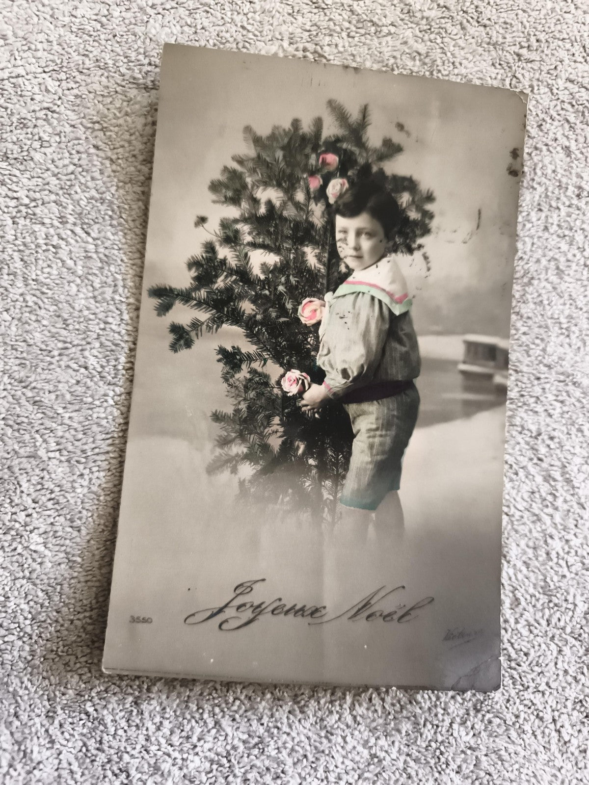 Carte postale ancienne Joyeux Noël enfant sapin CPA