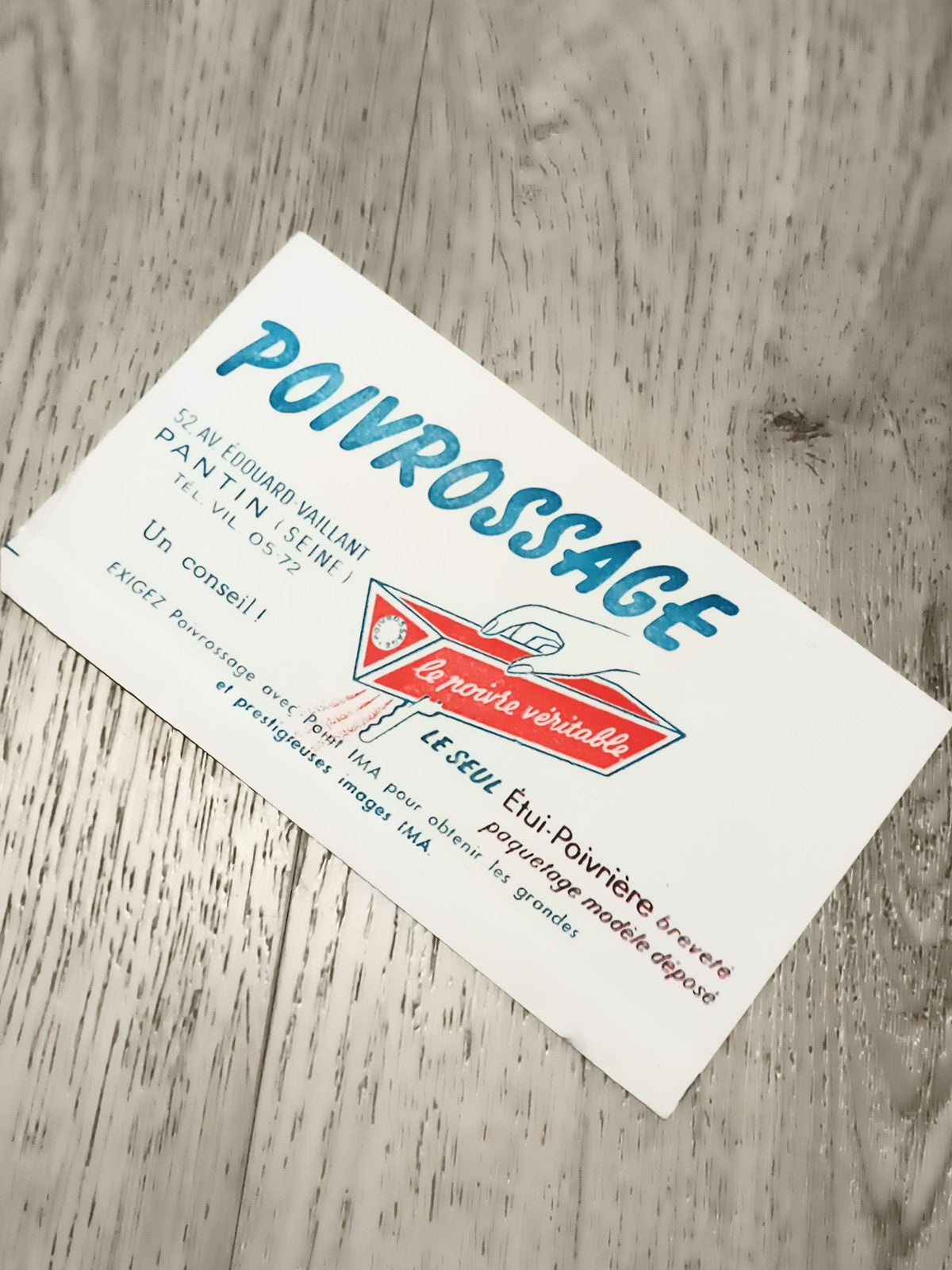 Ancienne publicité POIVROSSAGE IMA Pantin Seine carte réclame vintage