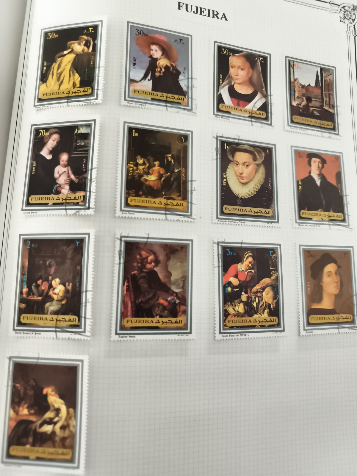 Timbres Fujeira œuvres d’art peintres célèbres oblitérés philatélie lot