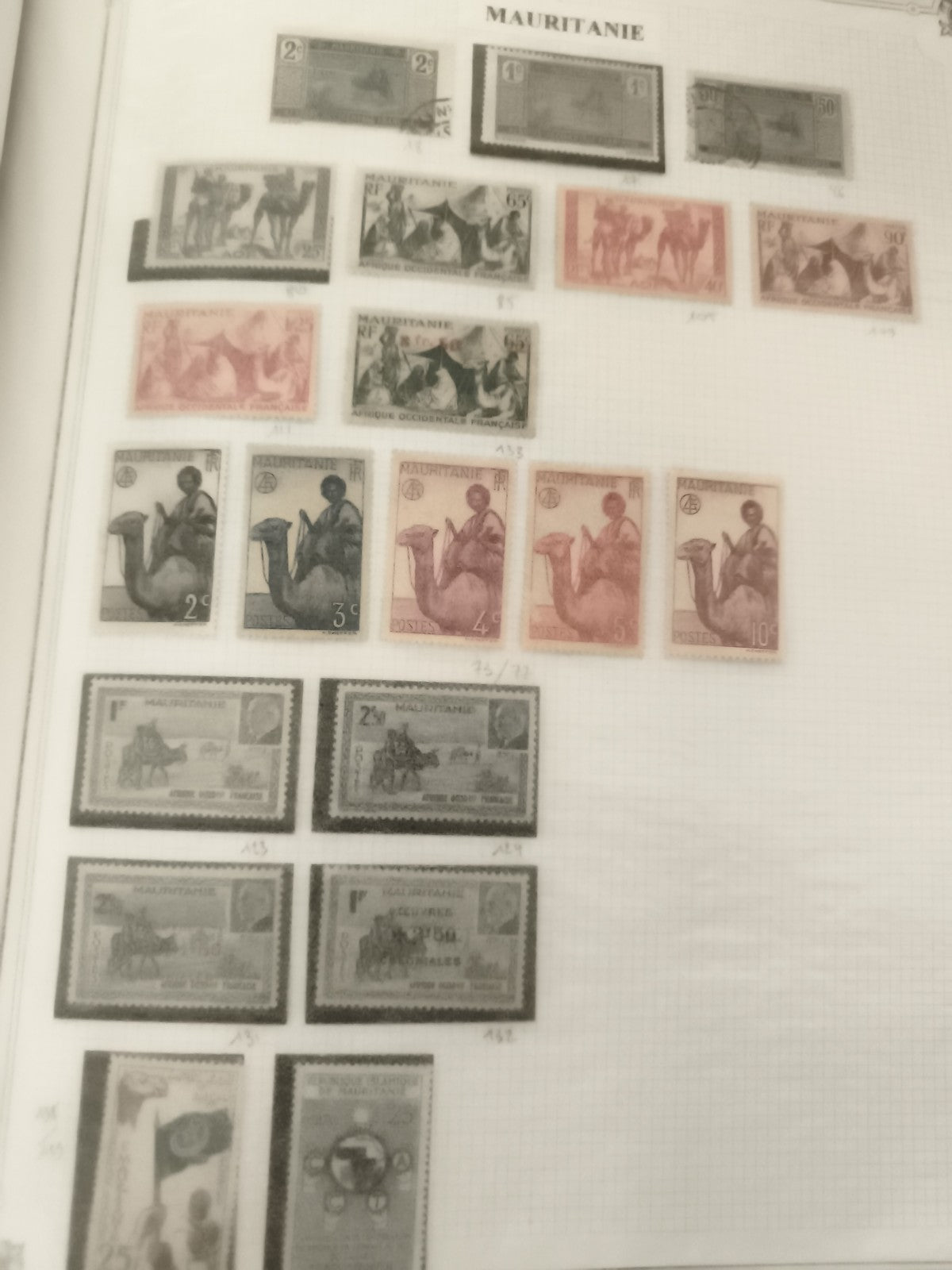 Timbres Mauritanie Afrique Occidentale Française chameaux lot philatélie