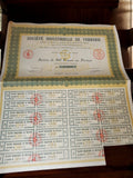 Action au porteur 100 Francs 1928 Société Industrielle de Verrerie ancien titre