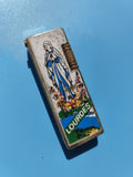 Ancien briquet publicitaire Lourdes, illustration Vierge, collection religieuse
