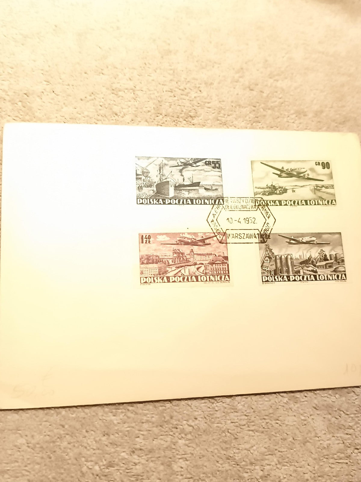 Bloc feuillet timbres Pologne 1952 aviation Warszawa oblitéré Philatélie (Ref 27
