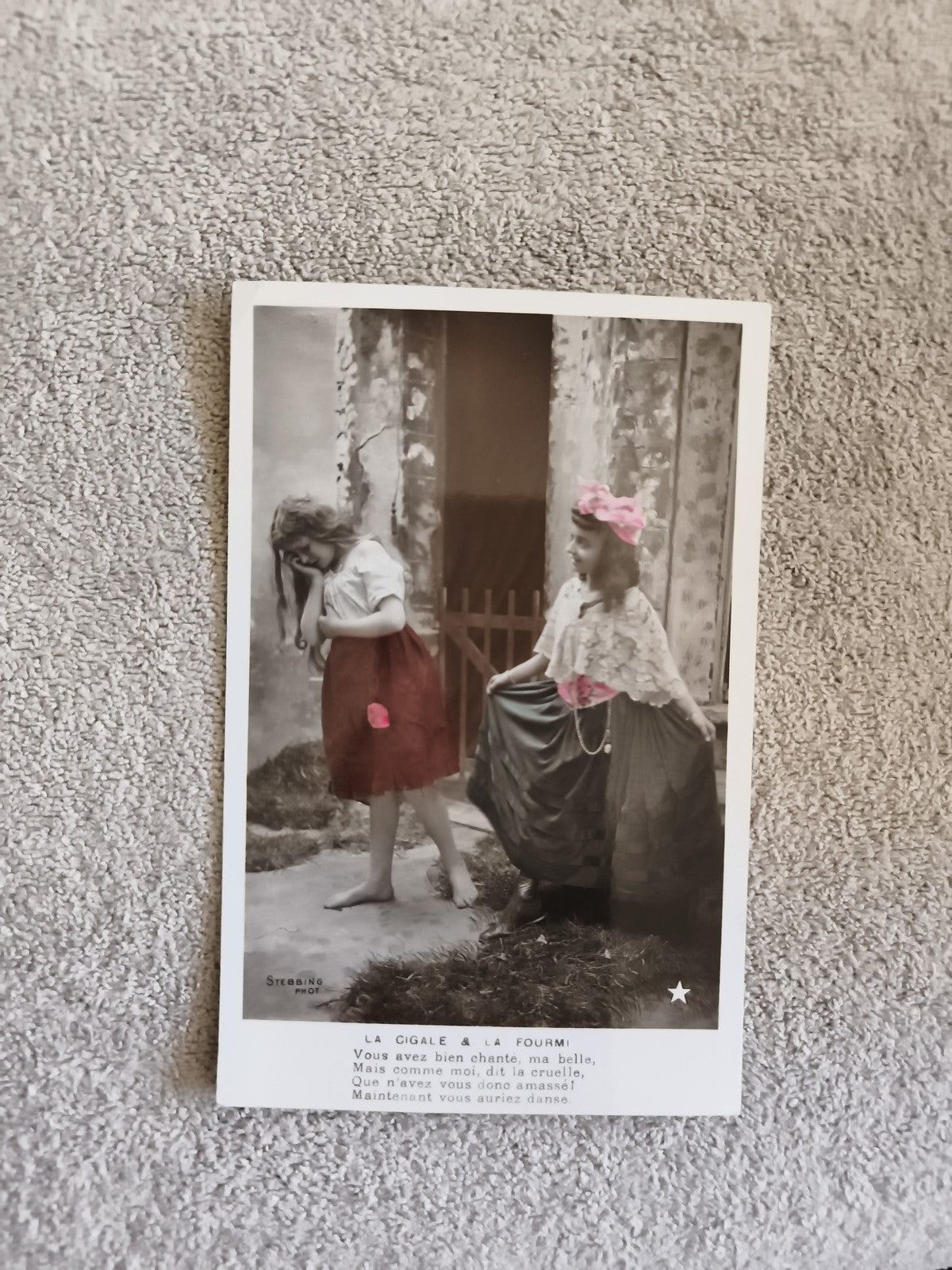 CPA illustrée La Cigale et la Fourmi Stebbing phototypie début XXe
