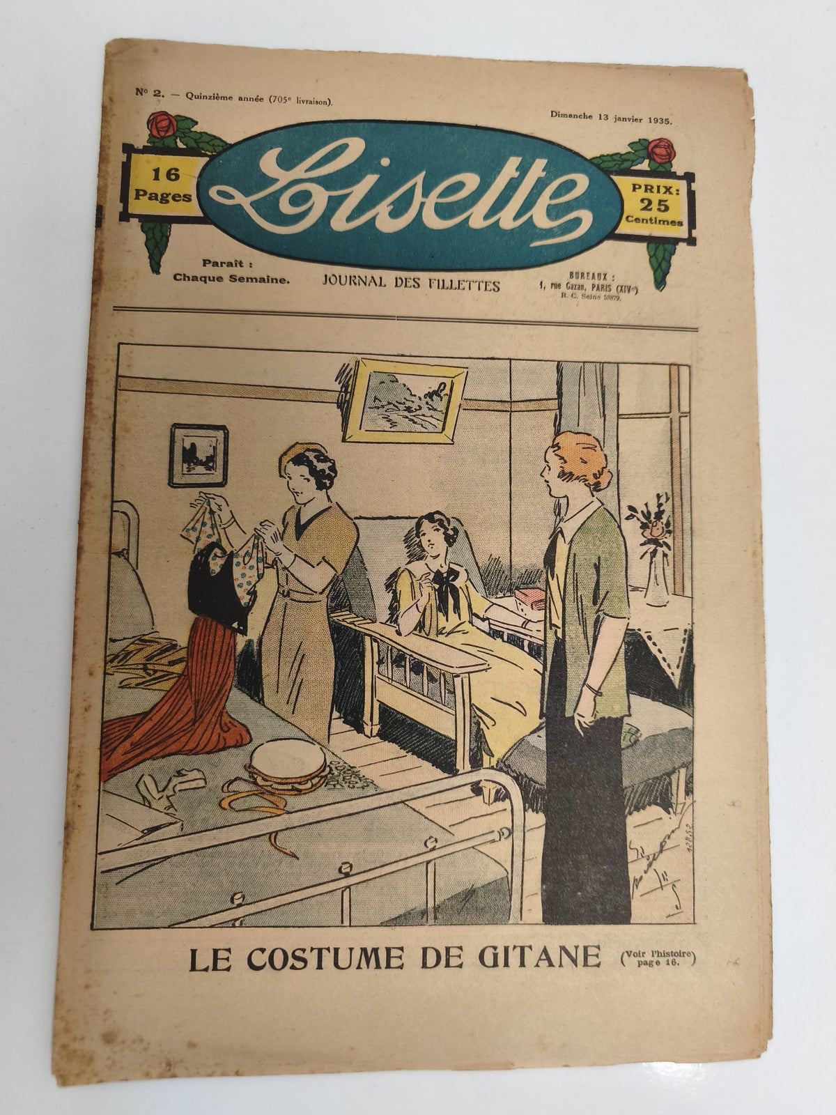 Journal ancien Lisette 1935 n°2, magazine jeunesse illustré, vintage fillettes
