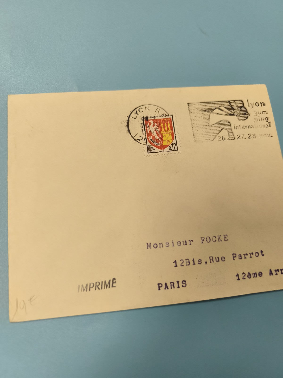 Ancienne enveloppe timbrée oblitérée Lyon philatélie, imprimé, collection