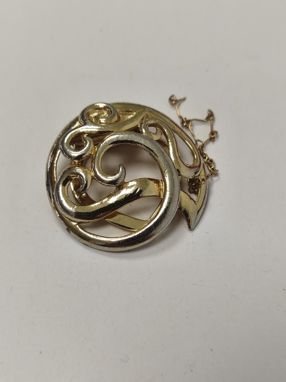 Fancy vintage retro old brooch, decorative second-hand collectible jewelry
