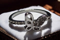 Bague fantaisie vintage papillon strass, anneau argenté, taille 56 rétro