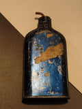 Ancienne boîte métal poudre chasse bleue patinée vintage déco tir