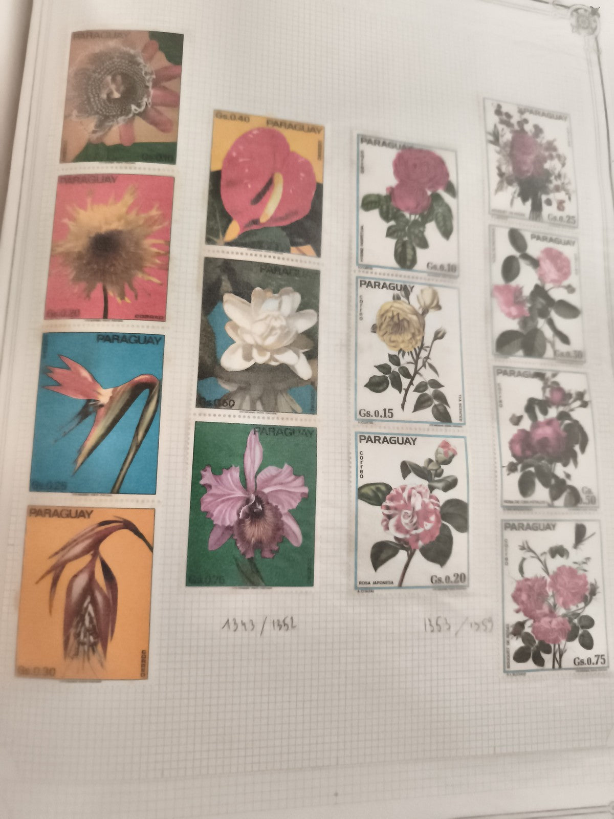 Timbres anciens Paraguay fleurs lot philatélie vintage années 70 botanique
