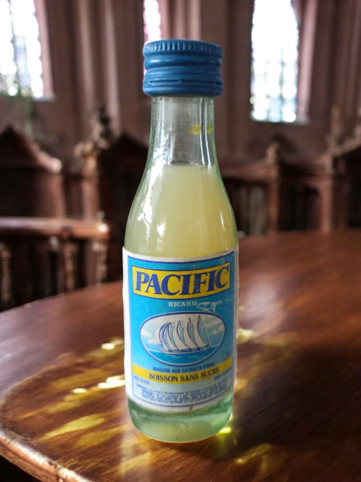 Mignonnette vintage Ricard Pacific boisson anis sans sucre rare, bouteille mini