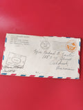 Enveloppe philatélie US Army 6¢ oblitérée, liseré tricolore, cachets visibles