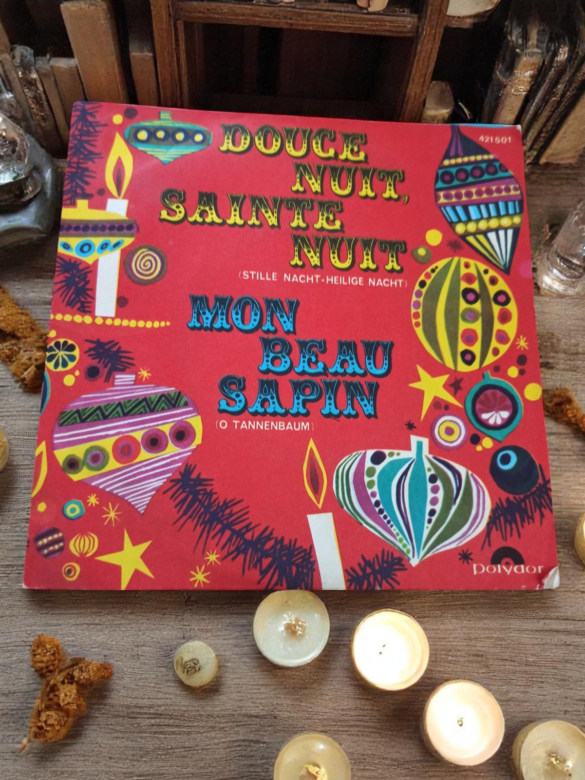 Vinyle 45 tours vintage Polydor Noël Douce Nuit Sainte Nuit Mon Beau Sapin