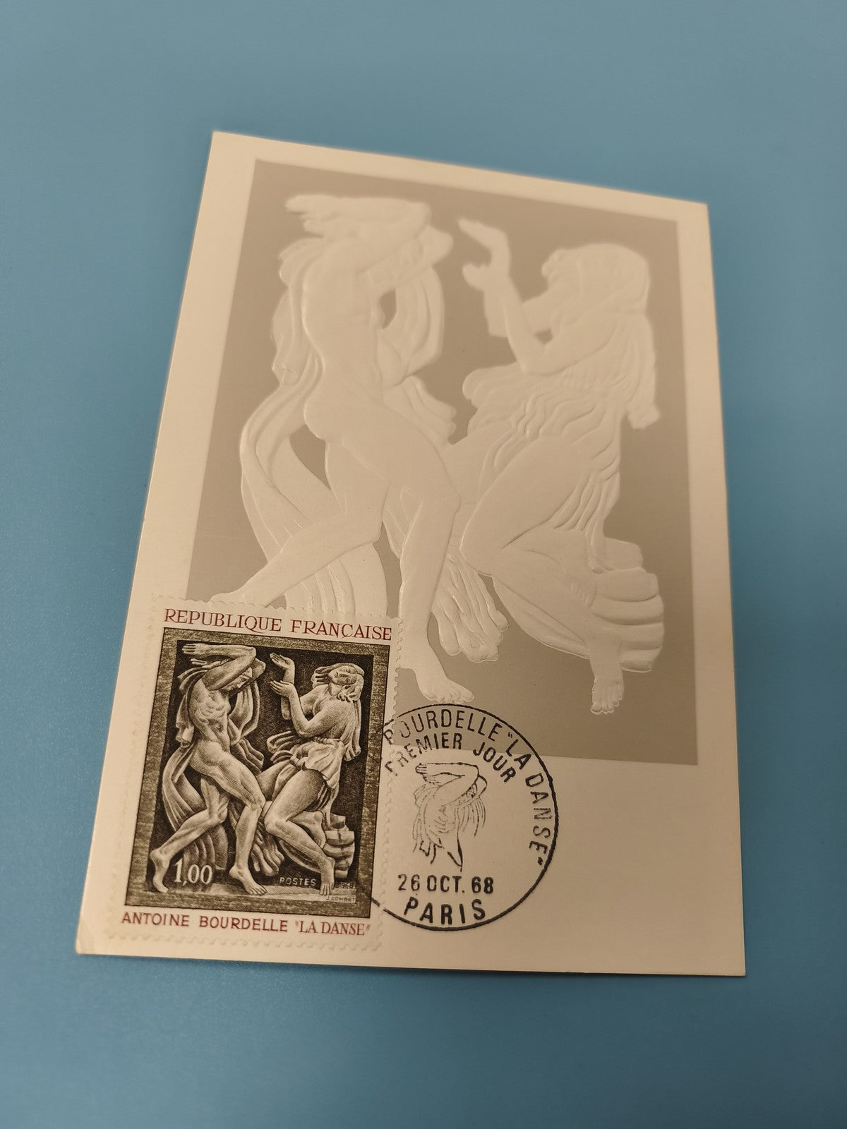 Enveloppe premier jour FDC Bourdelle La Danse 1968 Paris relief nu artistique