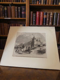Gravure ancienne paysage montagne Évolène Suisse art mural vintage rétro déco