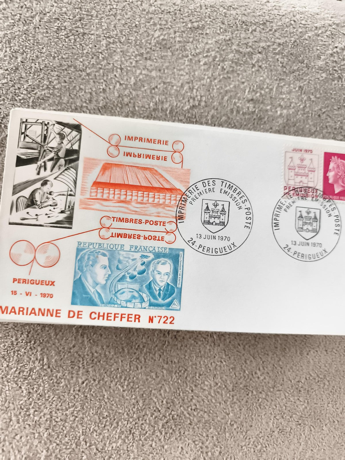 Lettre FDC Marianne de Cheffer 1970 Périgueux cachet premier jour philatélie