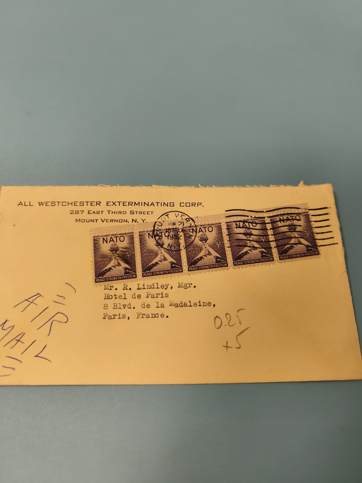 Ancienne enveloppe philatélie USA timbres NATO Peace Strength Freedom vintage