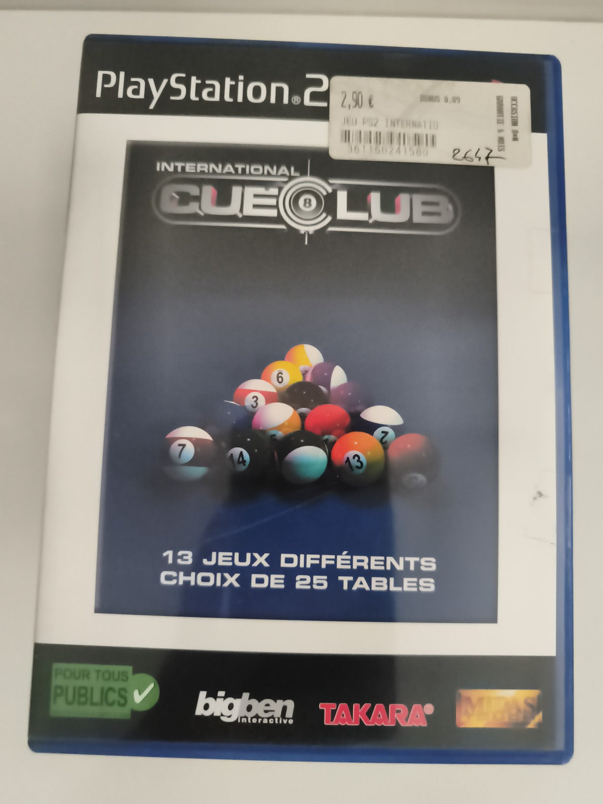 Jeu PlayStation 2 International Cue Club billard PS2 bigben Takara