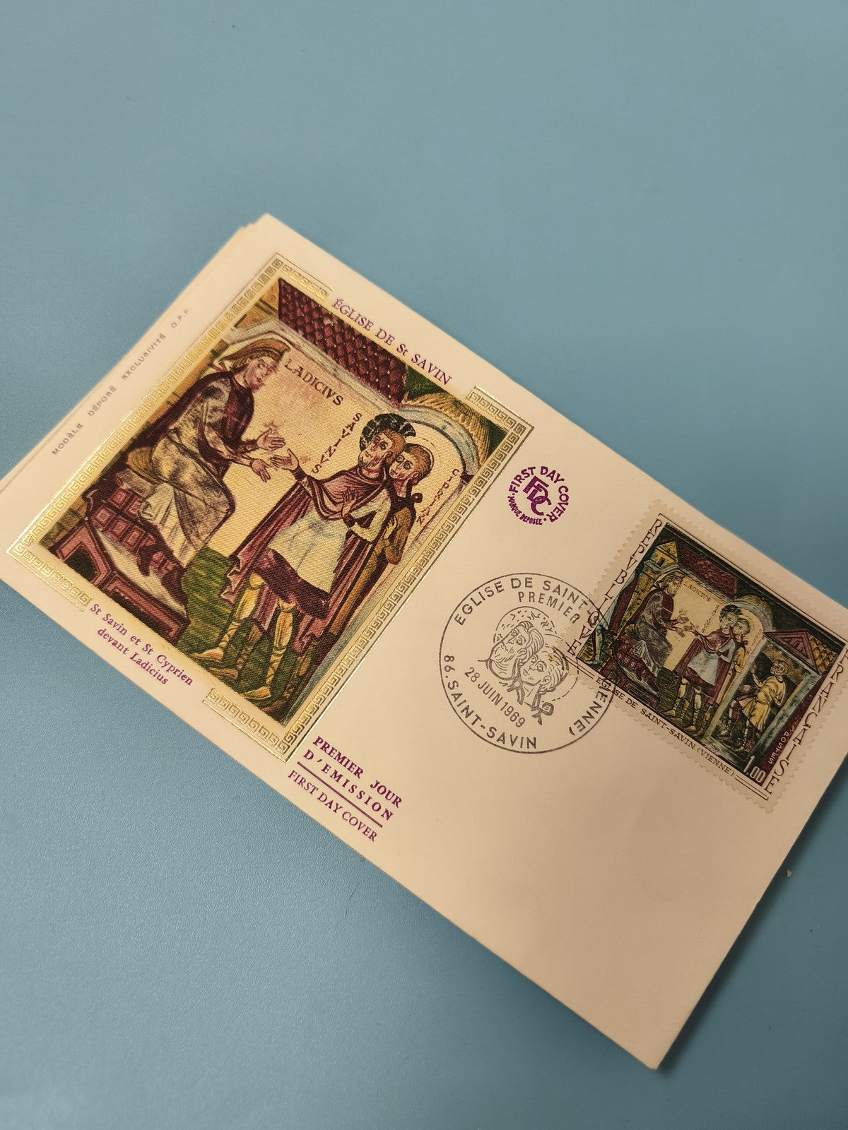 Enveloppe FDC Premier Jour Église de St Savin illustration couleur philatélie