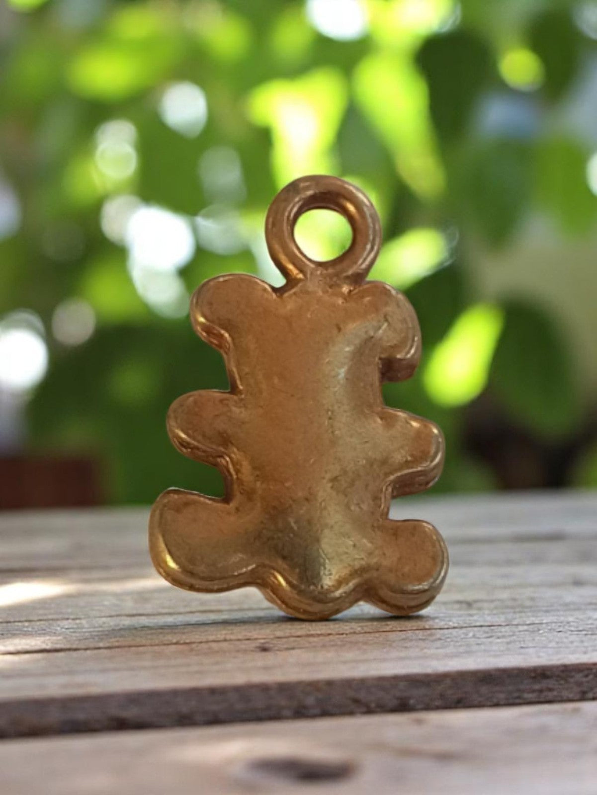 Pendentif vintage métal doré forme stylisée, années 50, bijouterie ancienne