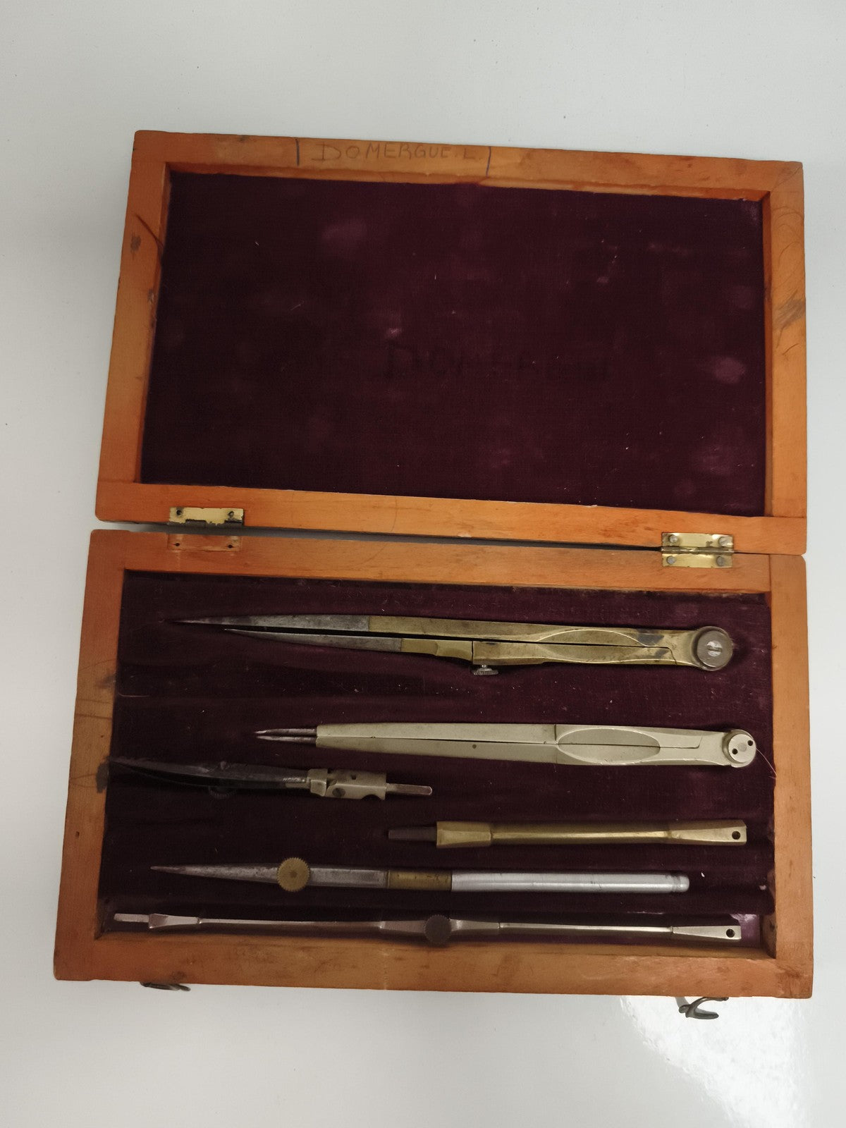 Coffret ancien compas de précision architecte – trousse instruments dessin techn