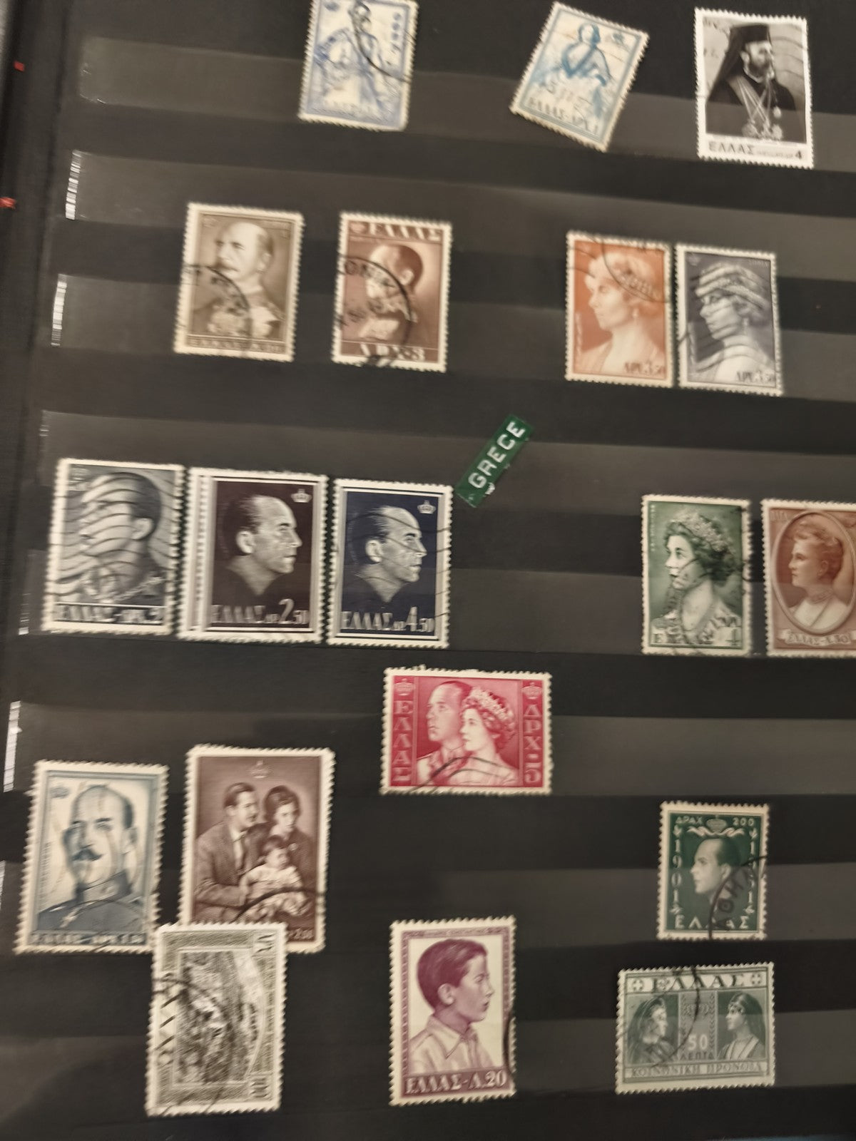 Lot anciens timbres oblitérés Grèce philatélie portraits historiques collection