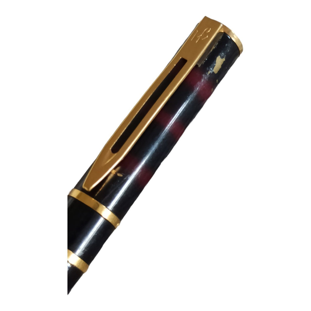 Stylo plume Waterman vintage, finition marbrée et attributs dorés
