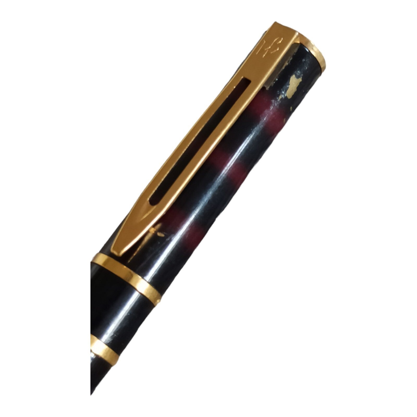 Stylo plume Waterman vintage, finition marbrée et attributs dorés