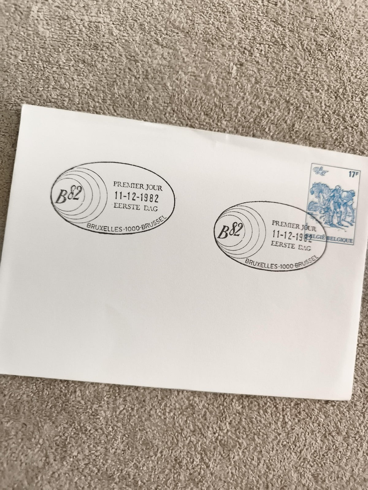 Lettre Premier Jour Belgique 1982 B82 timbre 17F Bruxelles philatélie