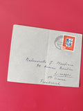 Enveloppe philatélie timbre Saarland 1957 oblitérée écriture manuscrite