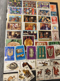 Lot de timbres Roumanie motifs animaux, arts, objets traditionnels, multicolores