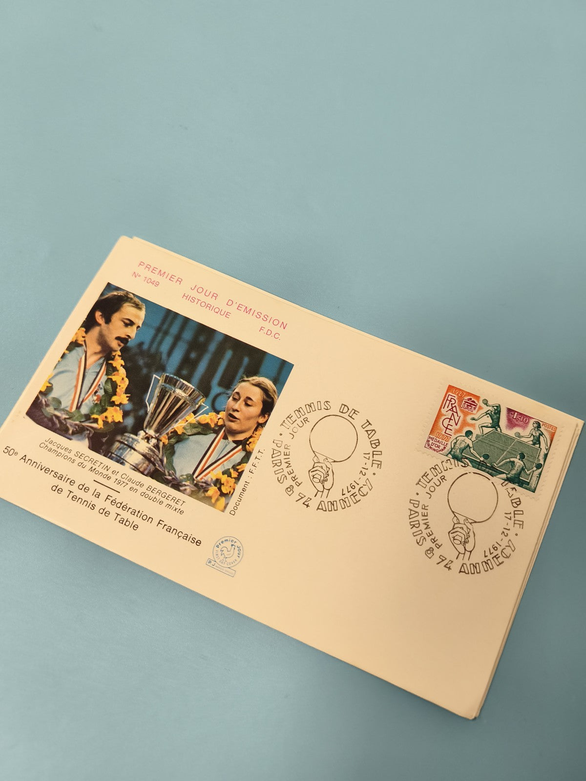 Enveloppe FDC Premier Jour Tennis de Table 50e Anniversaire France