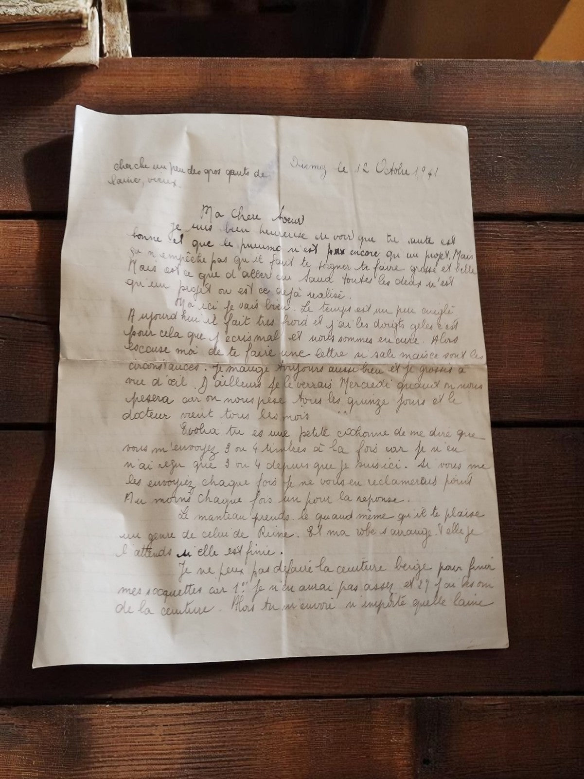 Lettre manuscrite ancienne 1941 Guerre Seconde Guerre mondiale rétro papier encr