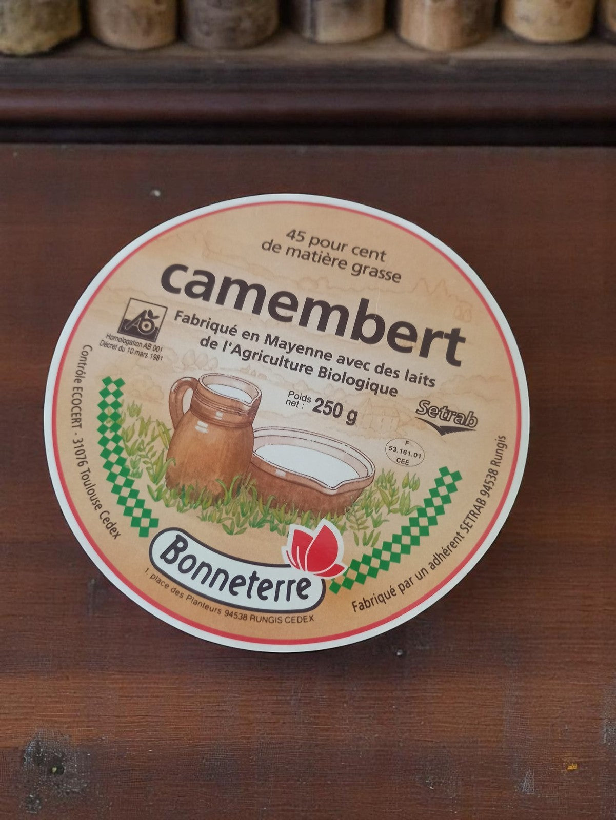Étiquette camembert vintage Bonneterre France ancienne fromagère déco