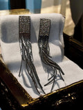 Paire de boucles d?oreilles vintage strass longues pendantes, style années 80