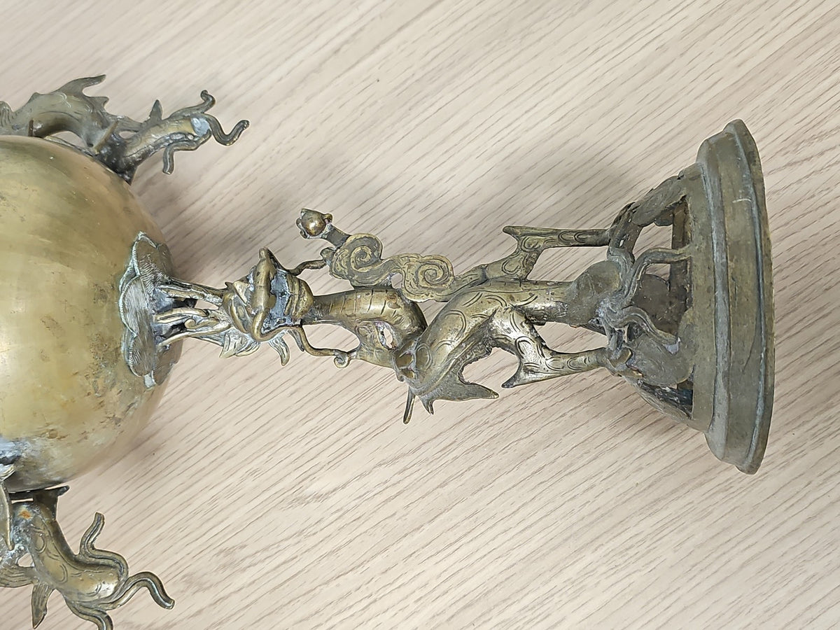 Vintage Chinese decorative bronze ancient sculpture, dragon censer