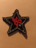 Écusson brodé ancien étoile noire rouge motif rock patch vintage badge