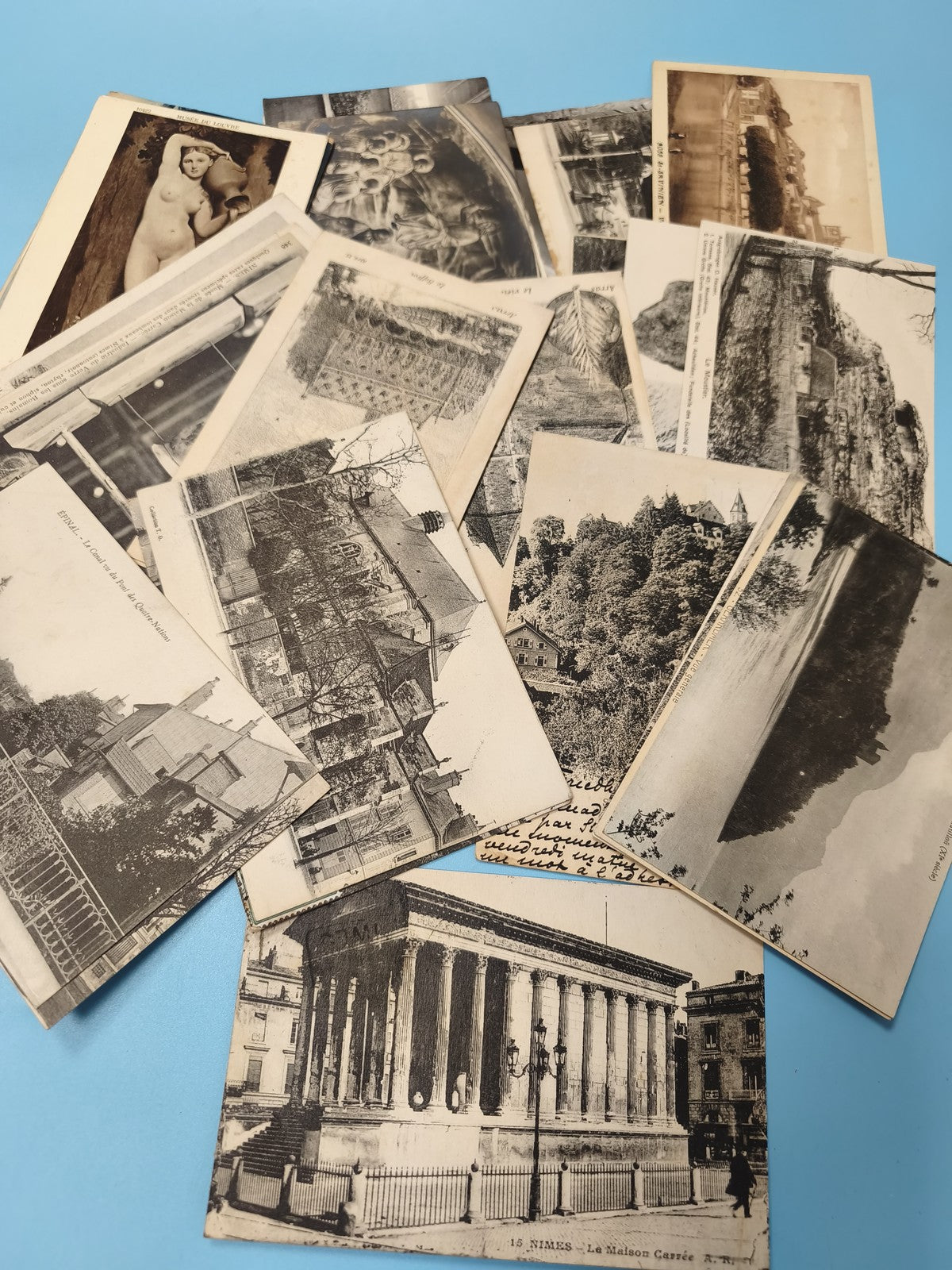Lot cartes postales anciennes CPA divers lieux France noir et blanc vintage (Ref