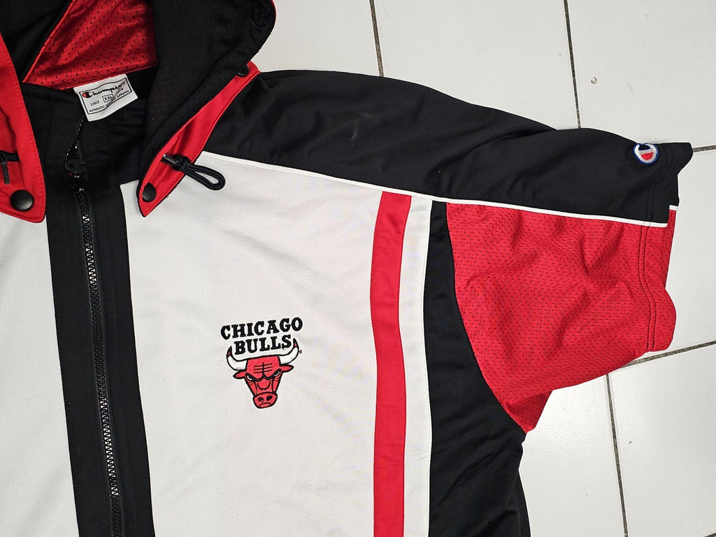 Veste rétro Chicago Bulls Champion XXL sans manches capuche années 90 vintage