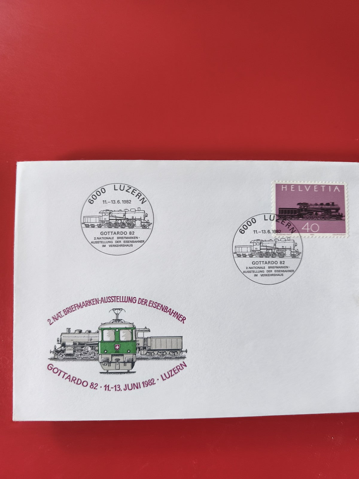 Enveloppe philatélie Gottardo 82 Lucerne cachets train Suisse timbre Helvetia
