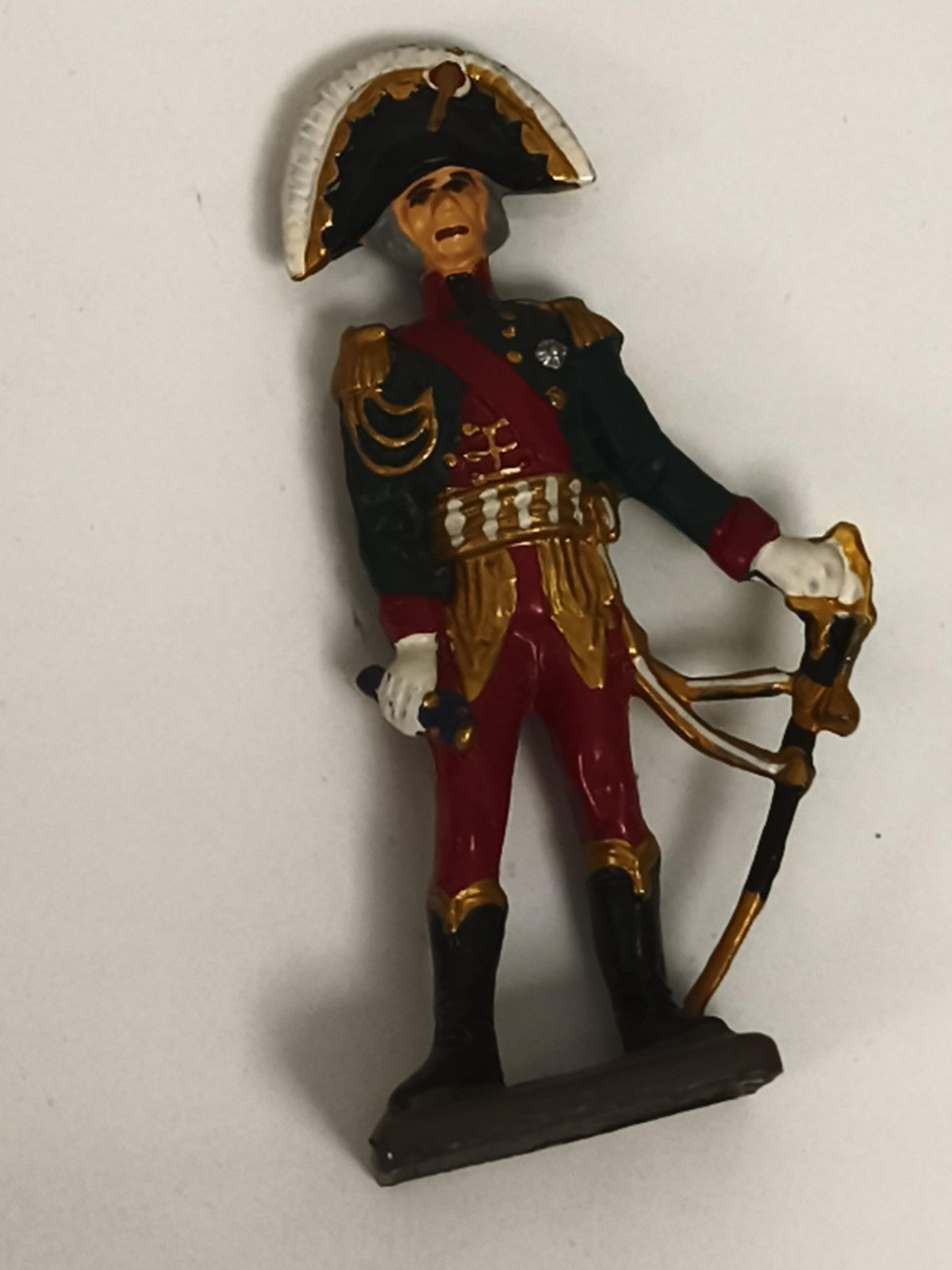 Figurine soldat officier Empire ancienne plomb uniforme rouge noir doré vintage