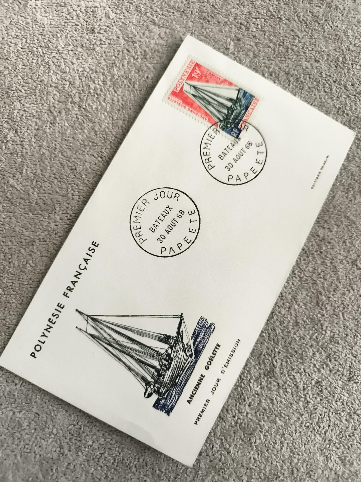 Lettre FDC Polynésie Française 1966 Ancienne Goélette timbre Bateaux Papeete phi