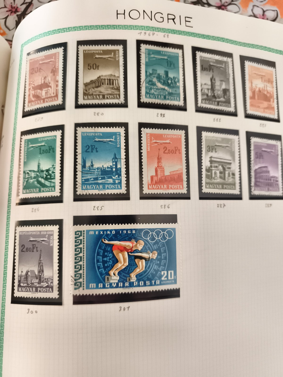 Timbres Hongrie Magyar Posta architecture sport Jeux Olympiques